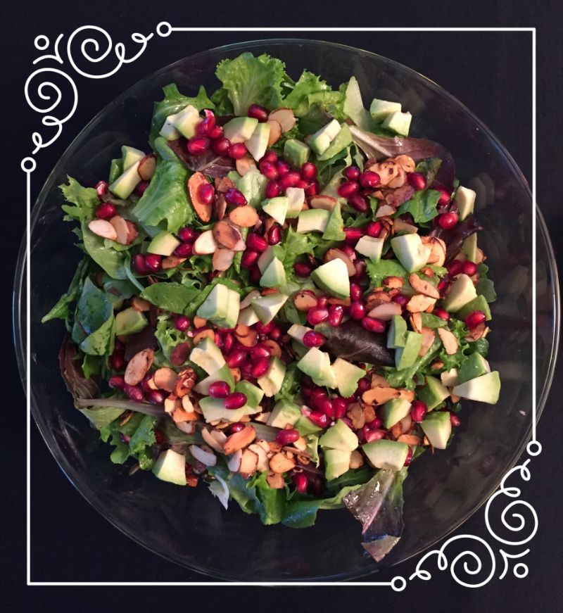 Festive Green Leaf Pomegranate Salad