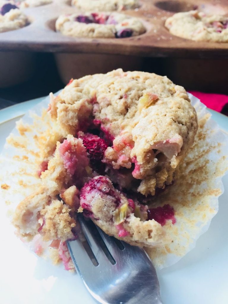 Raspberry Rhubarb Muffins