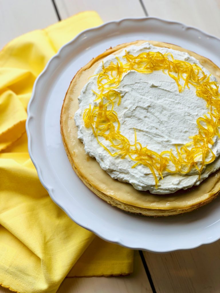 Lightened Up Lemon Almond Tofu Cheesecake